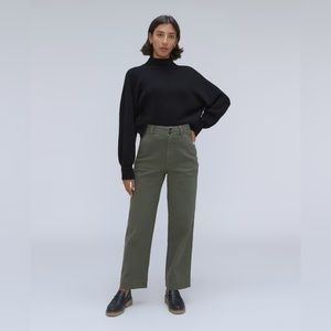 EVERLANE The Organic Wide Leg Cropped Pant in Green - Size 10